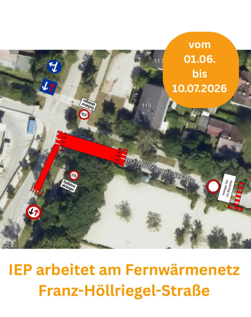 IEP arbeitet am Fernwärmenetz Franz-Höllriegel-Straße